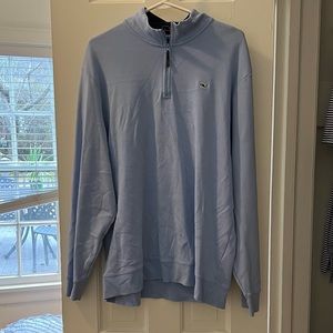 Baby Blue Pima Cotton Vineyard Vines Quarter Zip Pullover Sweater